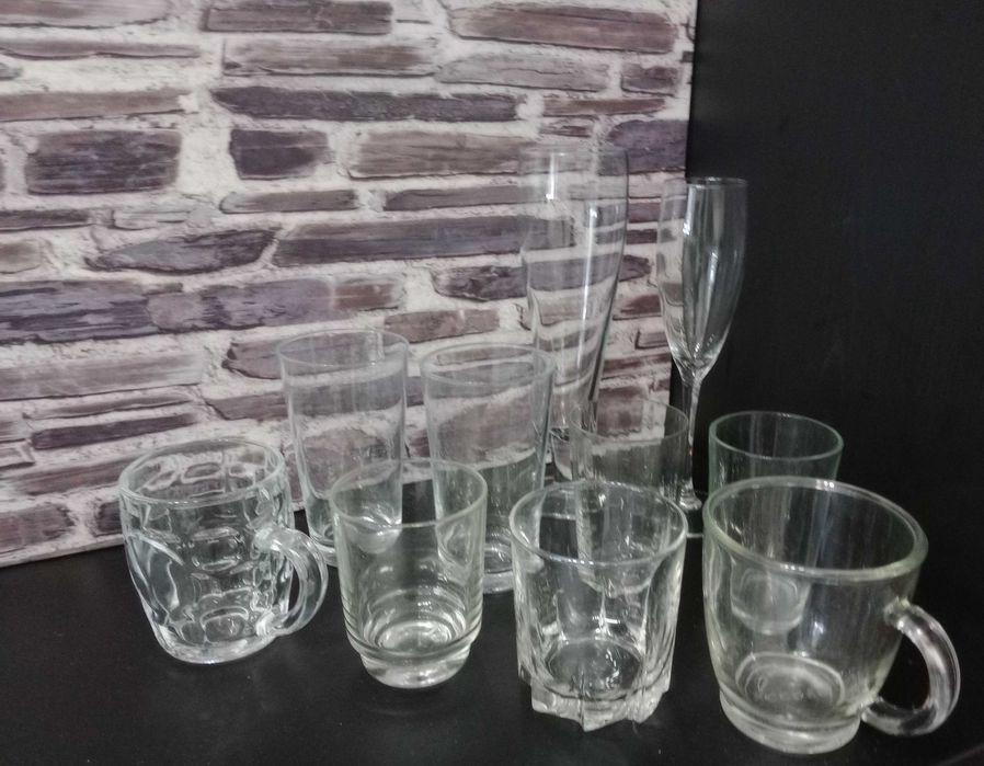 Lote do 10 copos e canecas, vidro alta qualidade, todos diferentes