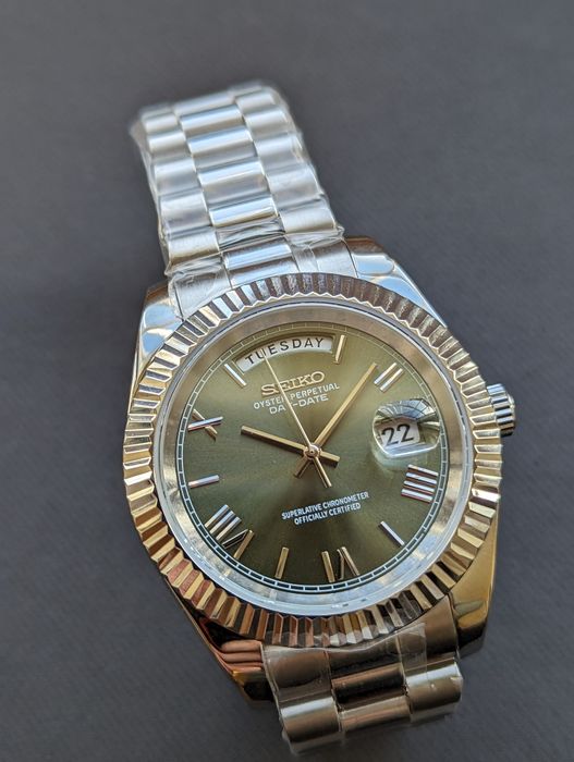 Seiko daydate mod 40mm zielona tarcza