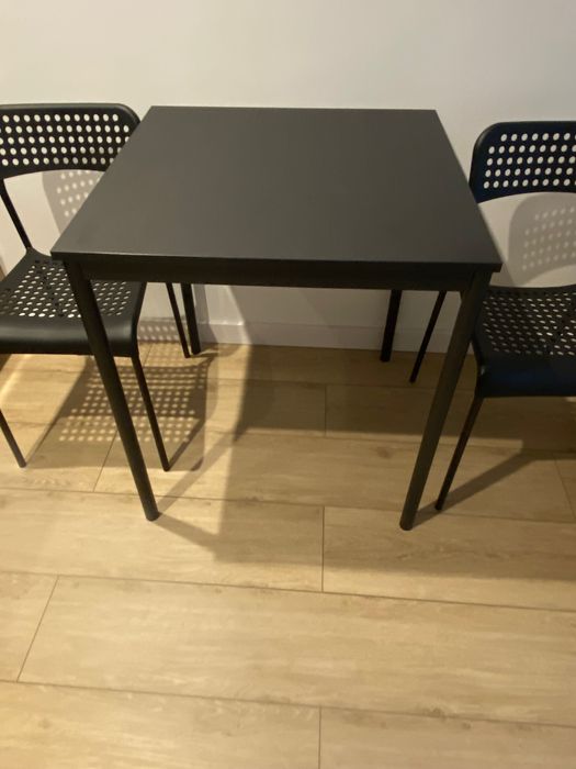 Stół i 2 krzesła, czarny 67x67 cm- odbiór osobisty