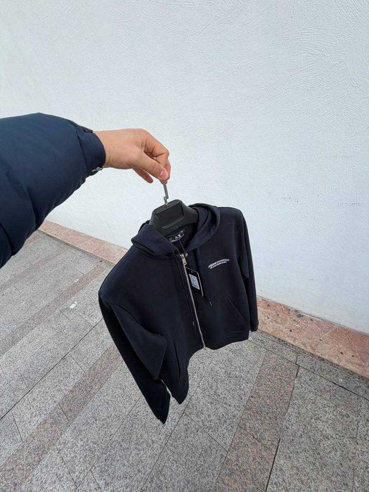 Чоловіча кофта-худі Armani Exchange / Армані Ексчендж на блискавці, чорна, розміри S–XL