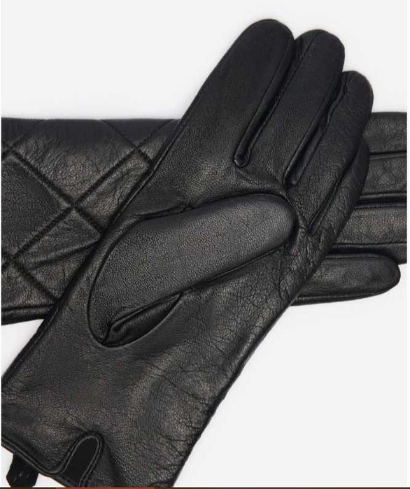 Кожаные женские перчатки черные