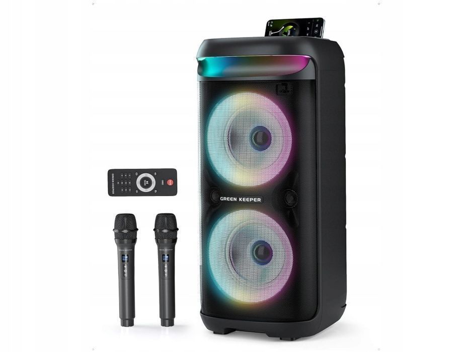 Green Keeper Gkd60 Karaoke Zestaw 2 Mikrofony 400W Bluetooth Led Tws Usb