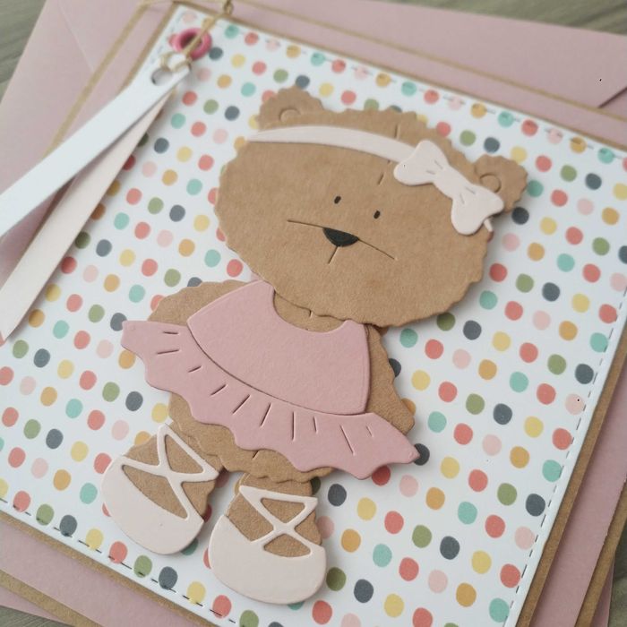 Kartka na roczek, urodzinki dla dziewczynki, ręcznie robiona