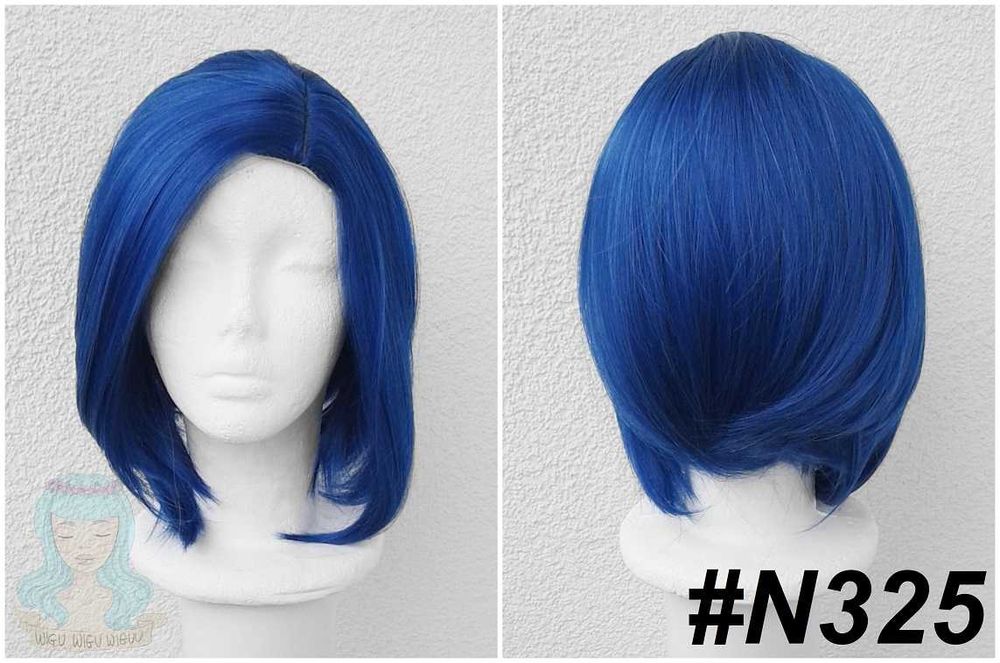 Niebieska krótka peruka z przedziałkiem krótka bob niebieski wig