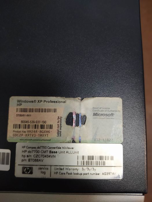 Torre de PC HP Compat windows XP