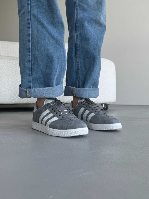 Кросівки Adidas Gazelle Grey/White Lines premium