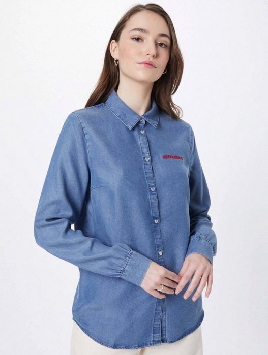 Camisa cor ganga com bordado Pieces - NOVA (ENVIO GRÁTIS)