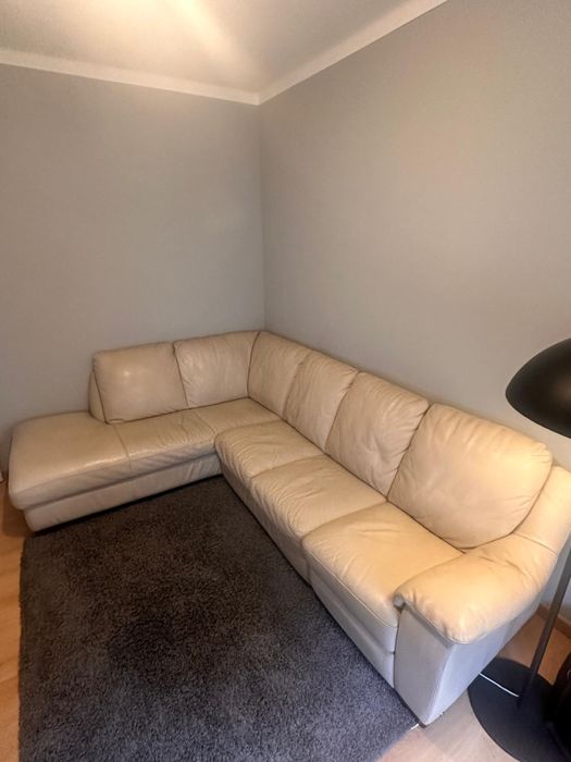 Sofa Divani Divani em pele Beje