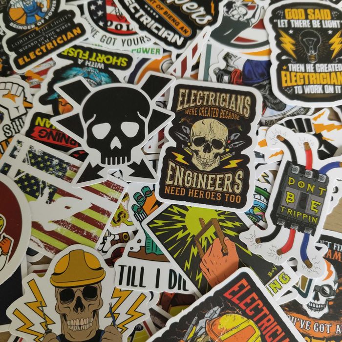 50 Stickers Autocolantes Eletricistas