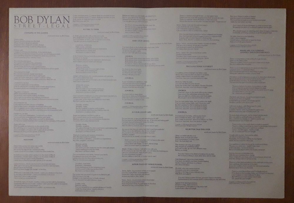 Bob Dylan disco de vinil "Street Legal"