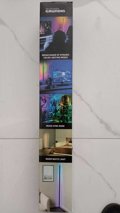 Lampa LED GRUNDIG RGB Music Sensor Podłogowa narożna 140 cm Pilot