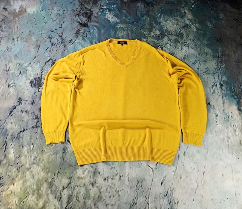 Strokesman's 2XL - Sweterek Męski  V-neck Żółty - Milano Italy - 100% Bawełna - Świetny