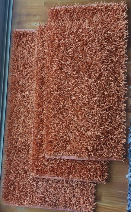 Conjunto de 3 tapetes cor de laranja