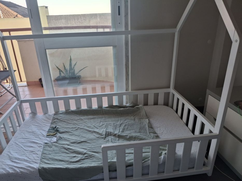 Cama de criança CABANA, 70x140 cm - branco