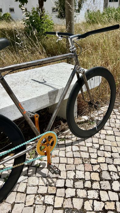 Bicicleta fixie single speed ciclismo raw finish