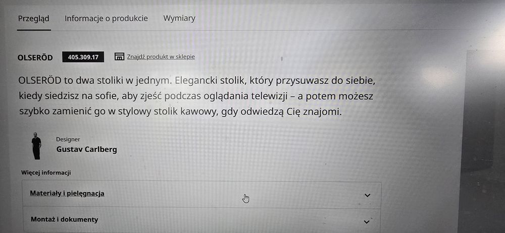Stolik z Ikea Olserod (2w1)