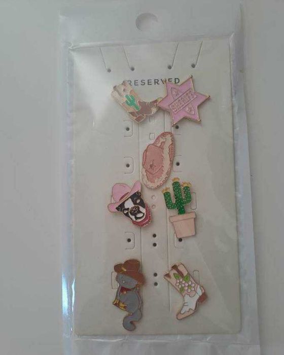 Przypinka Pin Kaktus Szeryf Pies Kot Zestaw przypinek pinów