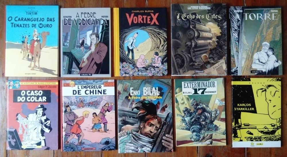 BD: Tintin; livros Hergé, Fred, Edgar P. Jacobs etc