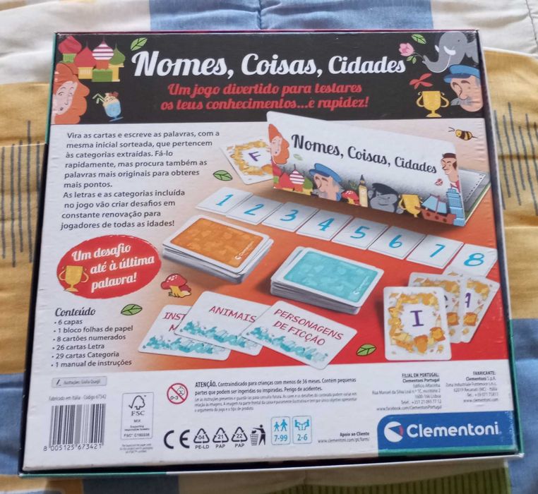 Jogo Nomes, Coisas e Cidades da Clementoni -Como novo