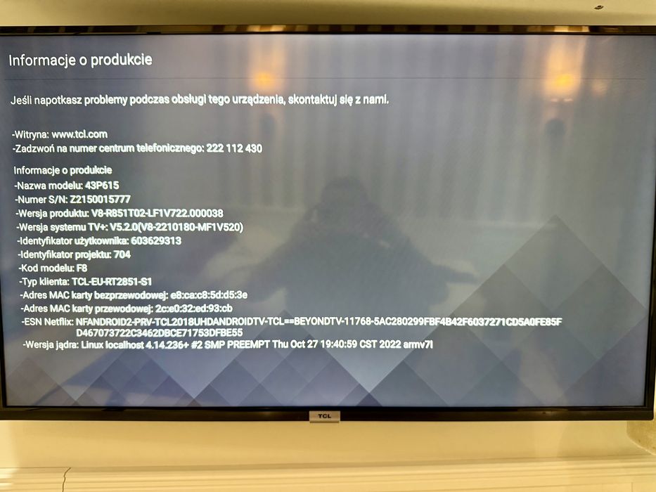 OKAZJA! Telewizor TCL 43P615 43" 4K Android TV – Stan Idealny