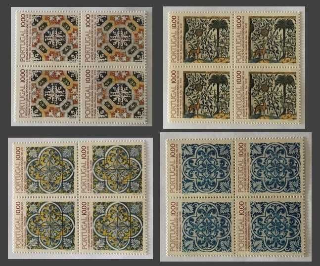 Série de 4 quadras de selos novos - 5 séc. do Azulejo em Portugal-1982