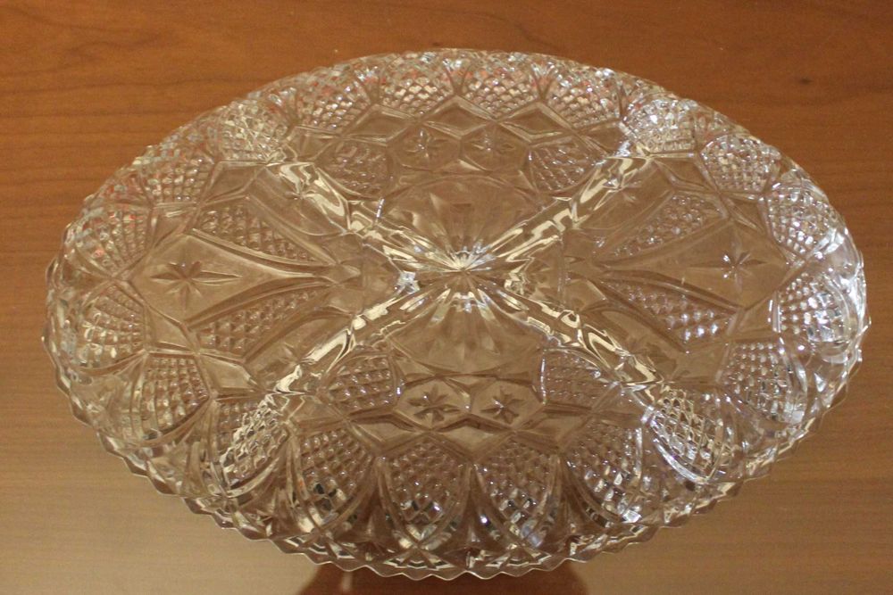 Travessa de aperitivos de cristal vintage, anos 80,com 4 divisórias,