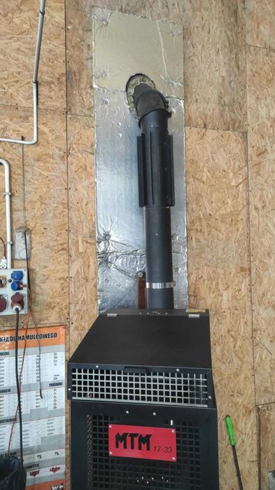 Komin od nagrzewnica piec na olej,  ekrany ścienne