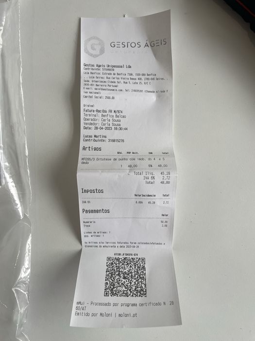 Ortotese de Punho Direito
