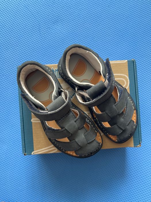 Шкіряні сандалії d.d.step barefoot (темно-сині), 25 розмір