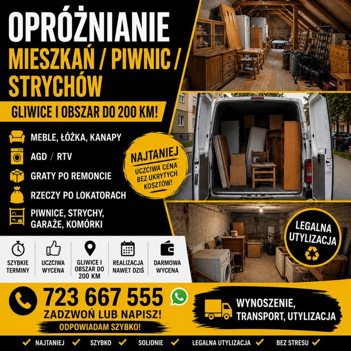 opróżnianie mieszkań / piwnic / strychów – Gliwice i okolice