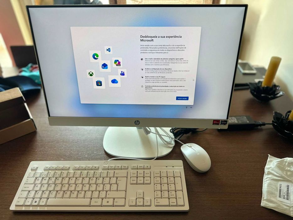 HP All‑in‑One 24‑cr0019np – Novo, nunca usado, Ryzen 5, 16GB, 512GB SSD, Garantia HP até 2027