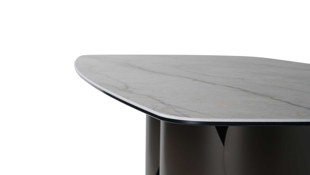 Designerski stół SEVEN spiek Silver Root Grey mat beczka premium
