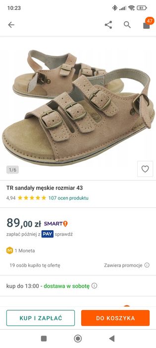 Skórzane sandały męskie r. 43