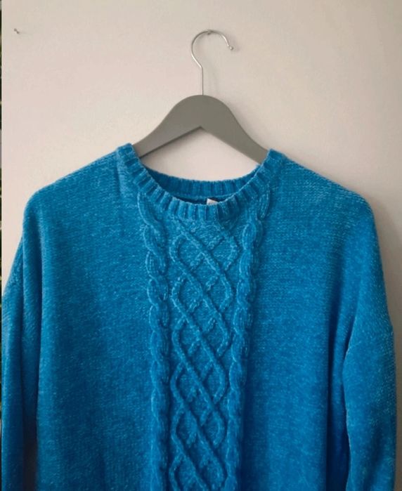 Sweterek sweter pleciony warkocz elegancki efektowny ściągacze