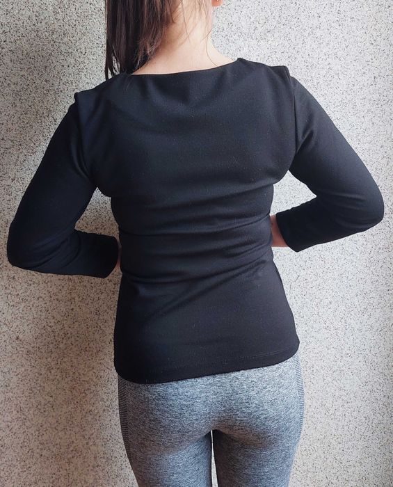 Czarna bluzka z rękawem 3/4 i kokardkami M Mohito