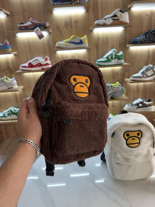 Рюкзак Baby Milo Bape Fleece Backpack A Bathing Ape Brown / Whit — zdjęcie 3