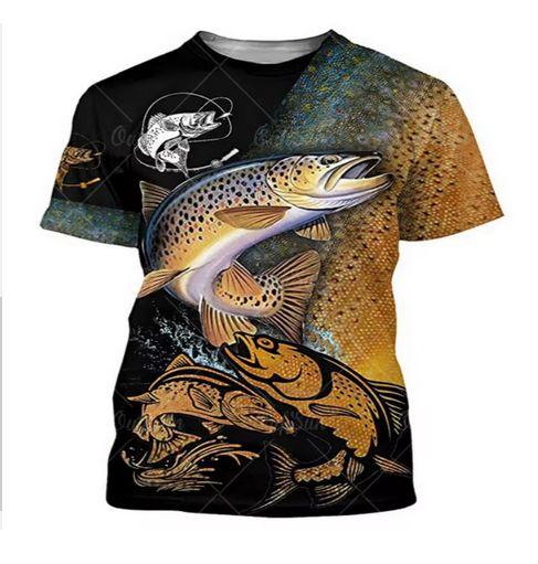 Męski T-Shirt z Nadrukiem 3D Prezent dla Wędkarza na Ryby - 3XL