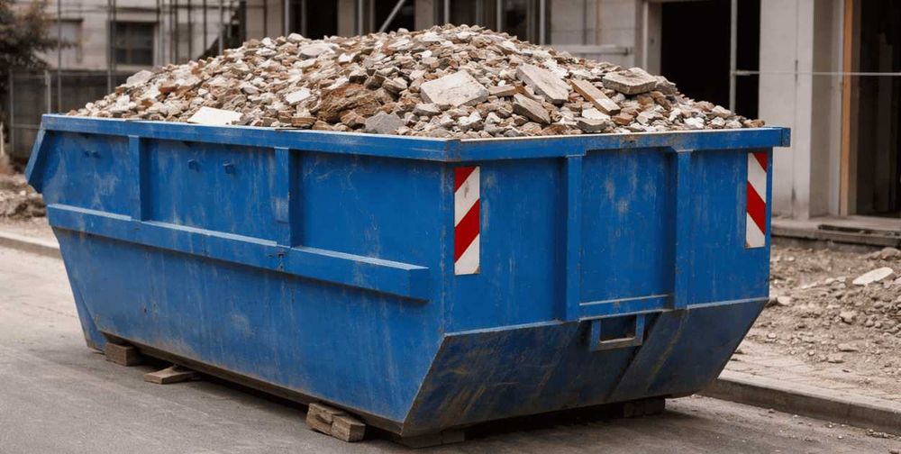 wynajem dostawa kontener na Gruz cegła beton kucie młotem załadunek ładowarka koparka wyburzenia