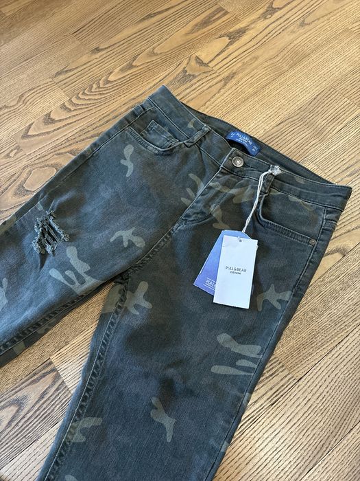 Pull&Bear nowe z metkami obcisłe jeansy moro rurki z przetarciami xs s