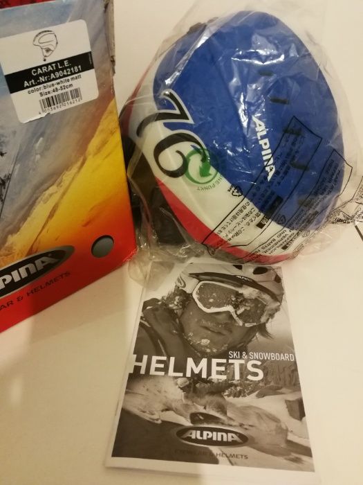 Kask dziecięcy narciarski Alpina niebiesko-czerwono-bialy 48-52 nowy