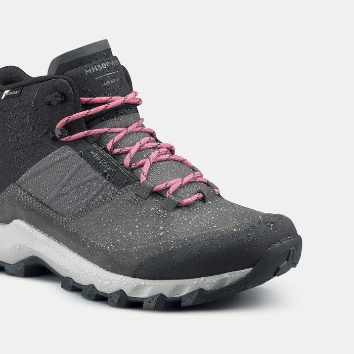 Botas de Caminhada na Montanha Mulher MH500 Impermeável Cinzento