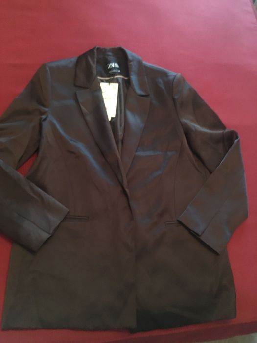 Blazer castanho acetinado