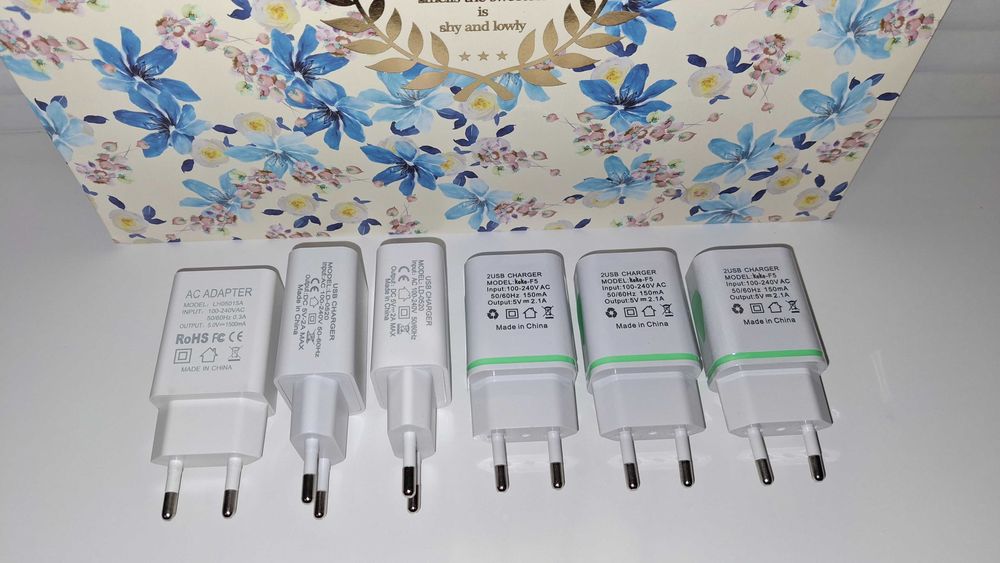 НОВИЙ Зарядний адаптер 6 шт 5V 2.1 2А 1/ 2 USB 150 грн за все!