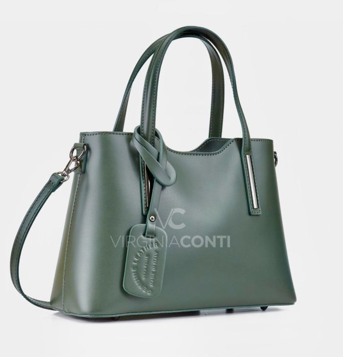 Сумка шкіряна темно-зелена  Зеленая кожаная сумка итальянская