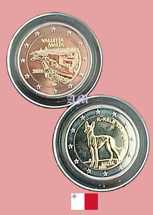 Malta 2€ 2026 conjunto Valleta + Cão Faraó