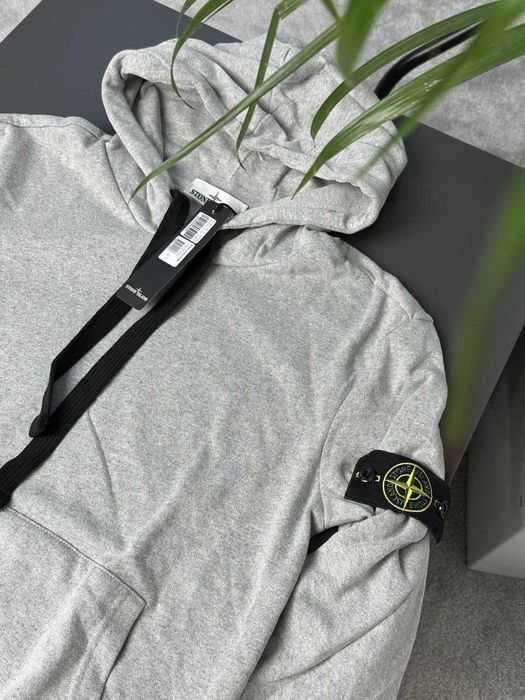 Серое Худи Stone Island - Стон Айленд Толстовка Стоник