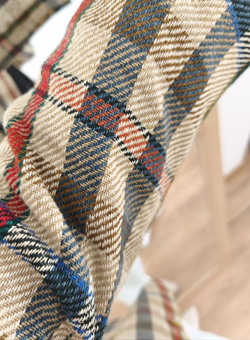 Jedwabna marynarka vintage marki Daks w kratę perełka vintage rozmiar