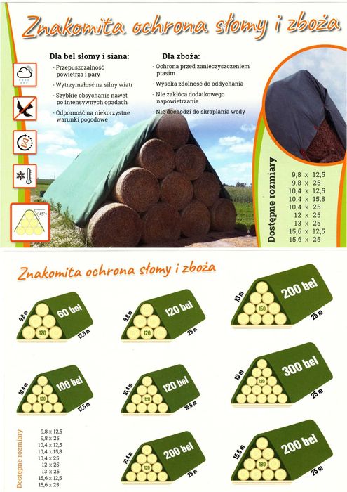 Fliz do słomy  plandeka okrywowa 13 X 25 M