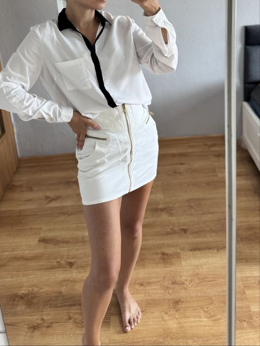 Koszula Sinsay M biała z czarnymi wstawkami elegancka