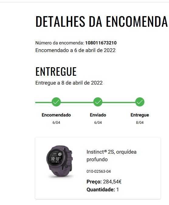 Garmin Instinct 2S GPS – Robusto | 100 m | Bom estado